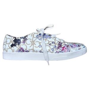 Calvin Klien Women’s Size 10 Sneakers White Floral Print Imila Lace Up Low Top